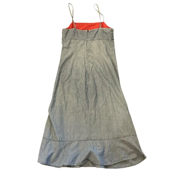 Y2K Gap Denim Chambray Blue Midi Dress Size 2 Spaghetti Straps Zip Back Coastal - Picture 4 of 4